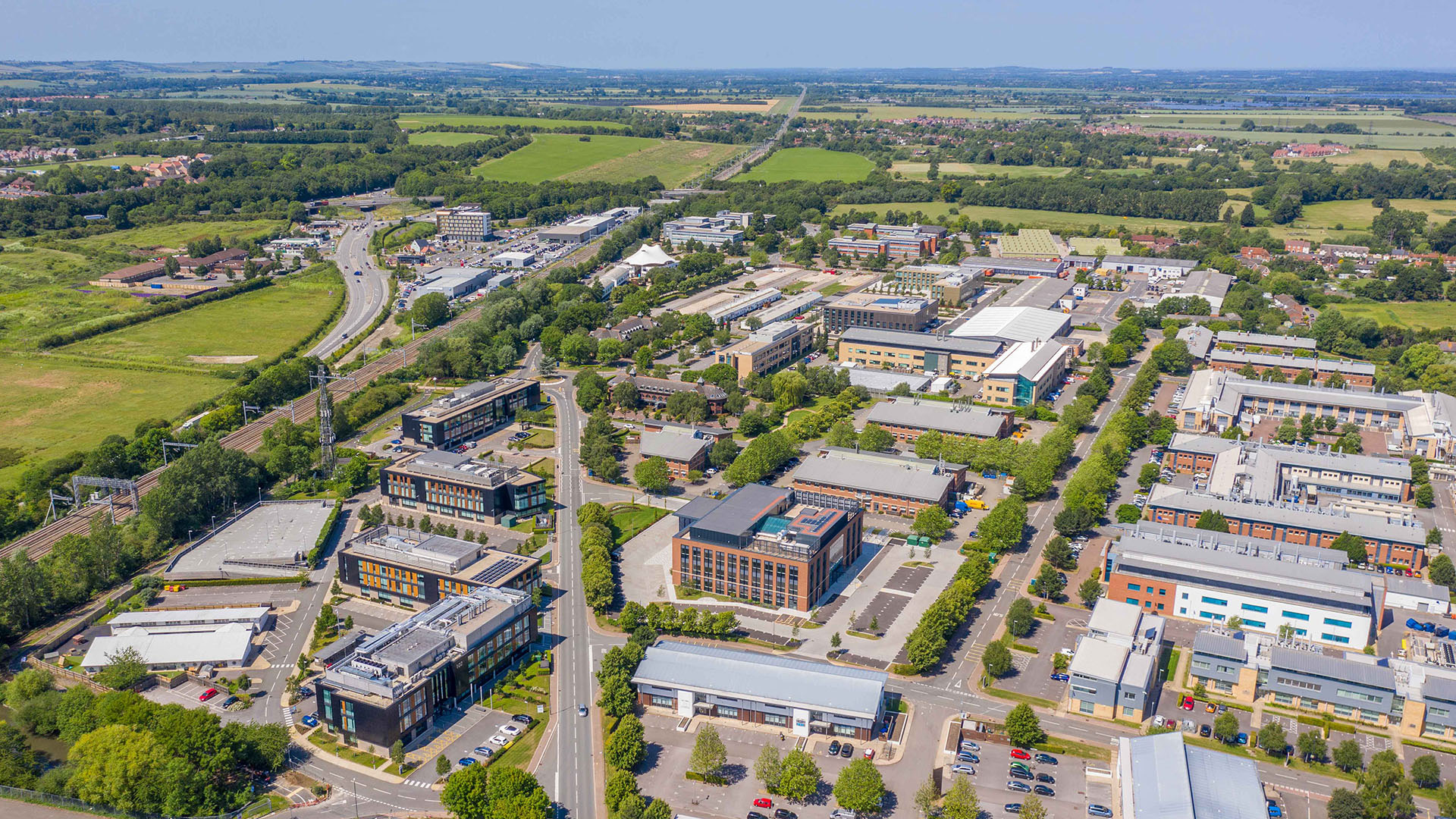 Aerial view of business park, MEPC managed asset, Milton Park, Oxford.